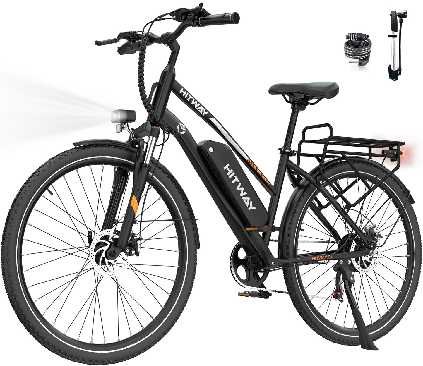 HITWAY 27,5"/28" E-Bike mit Hinterradmotor/Mittelmotor, 250W, 36V 13Ah Akku, bis zu 180 km Reichweite, 7-Gang, Pedelec Citybike Trekkingrad für Damen und Herren
