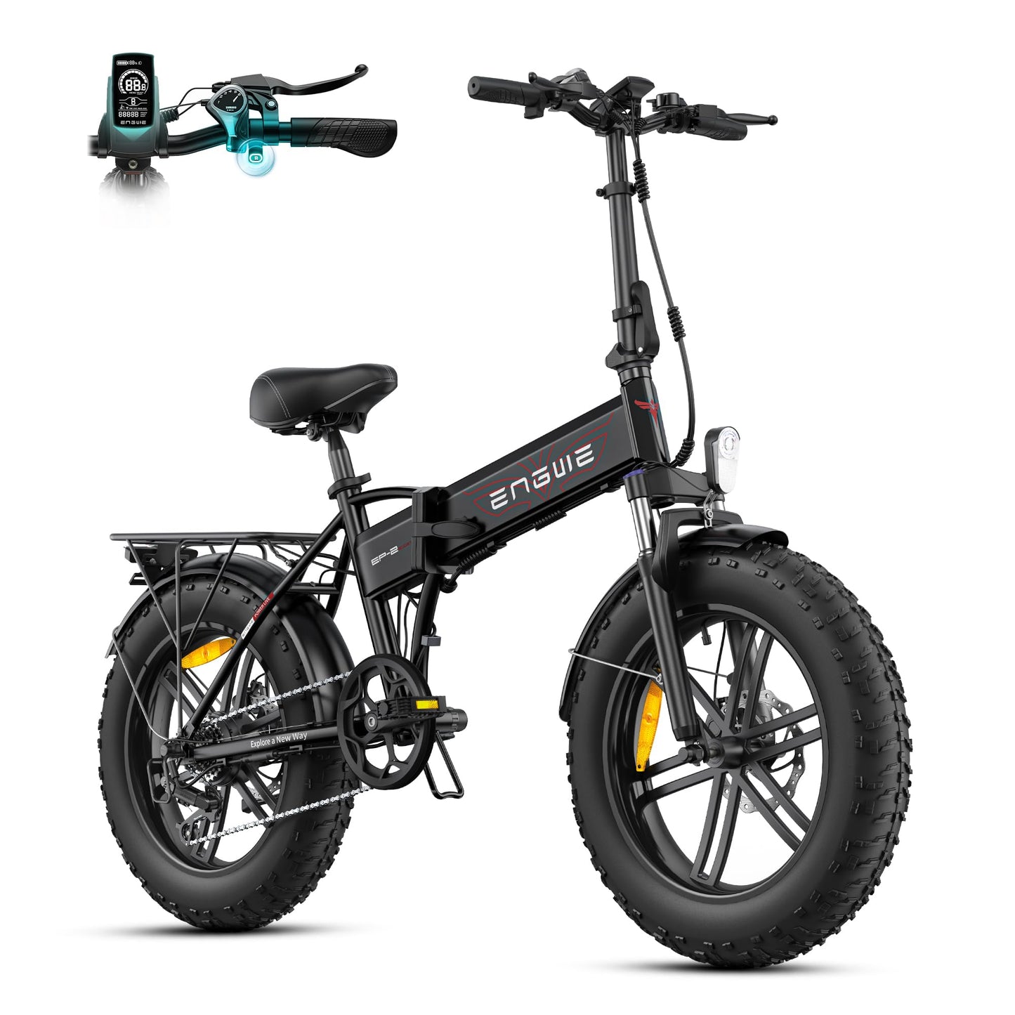 ENGWE E Bike Klapprad, 48V 13Ah Removable Akku bis 120km,20×4.0 Zoll Fette Reifen, 7-Speed E-Bike für Jedes Terrain