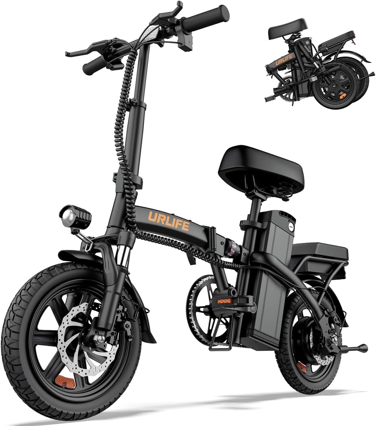 URLIFE E-Bike Klapprad 14", 48V 7.5Ah Austauschbarem Akku für Lange Reichweite bis 60KM, Elektrofahrrad 250W Motor, 3 Fahrmodi, Sitzhöhe Verstellbar, Falt-Pedelec ebike für Herren Damen