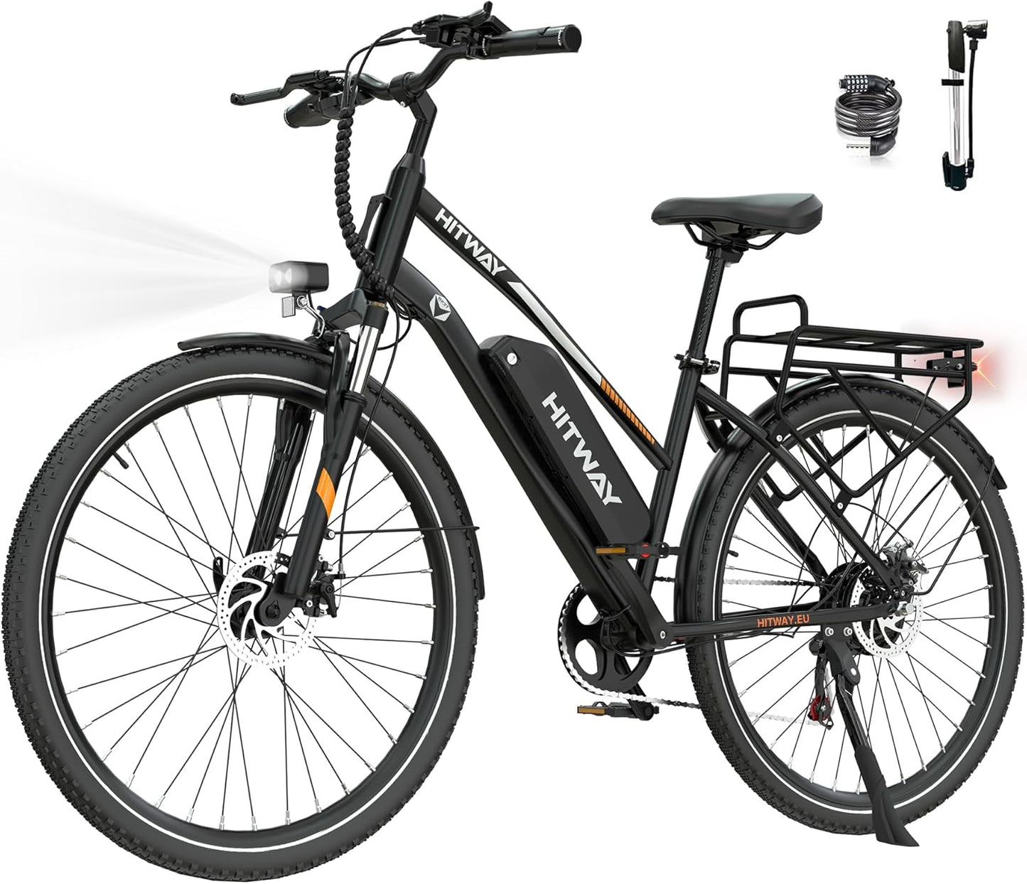 HITWAY 27,5"/28" E-Bike mit Hinterradmotor/Mittelmotor, 250W, 36V 13Ah Akku, bis zu 180 km Reichweite, 7-Gang, Pedelec Citybike Trekkingrad für Damen und Herren