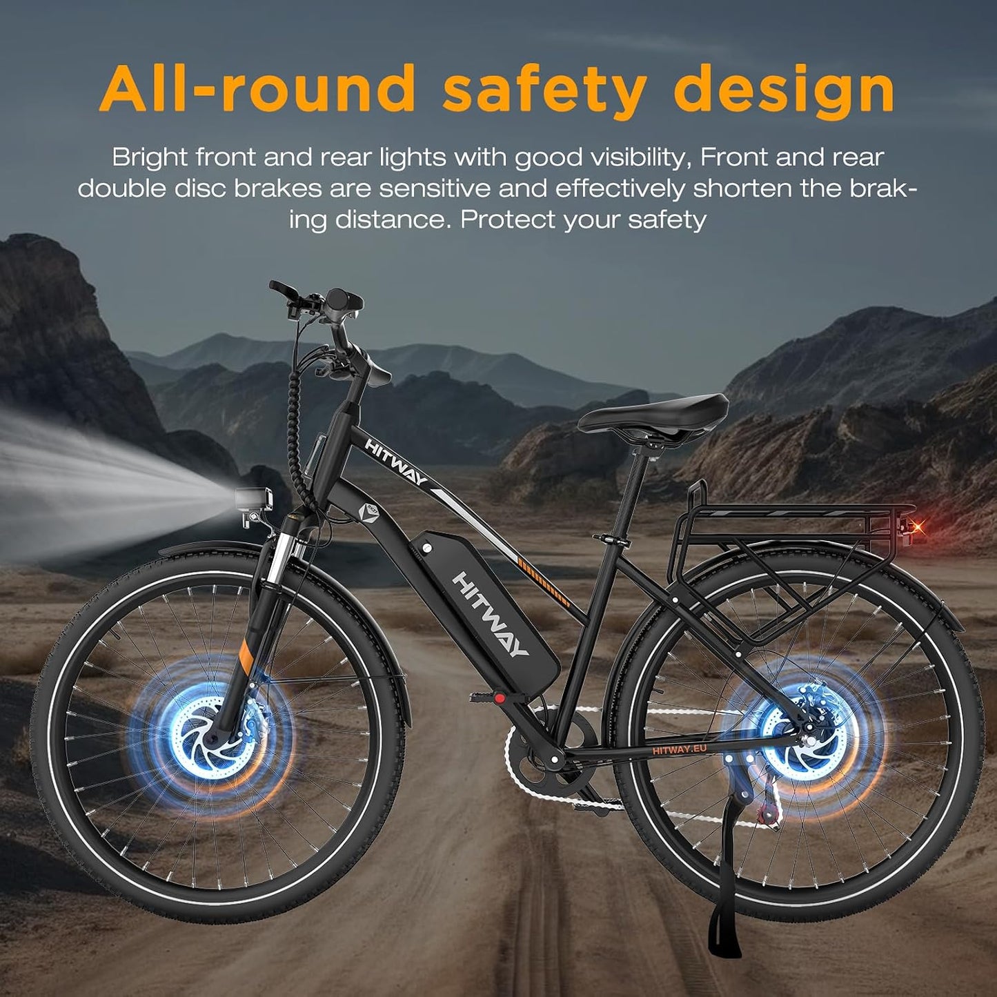 HITWAY 27,5"/28" E-Bike mit Hinterradmotor/Mittelmotor, 250W, 36V 13Ah Akku, bis zu 180 km Reichweite, 7-Gang, Pedelec Citybike Trekkingrad für Damen und Herren