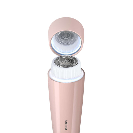 Philips Gesichtshaarentferner BRR454/00 – Damenrasierer mit LED-Licht & Spiegel, schmerzfrei