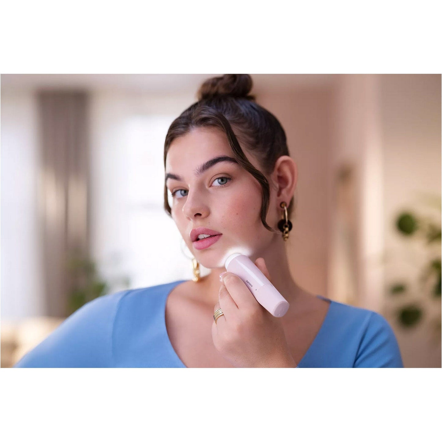 Philips Gesichtshaarentferner BRR454/00 – Damenrasierer mit LED-Licht & Spiegel, schmerzfrei
