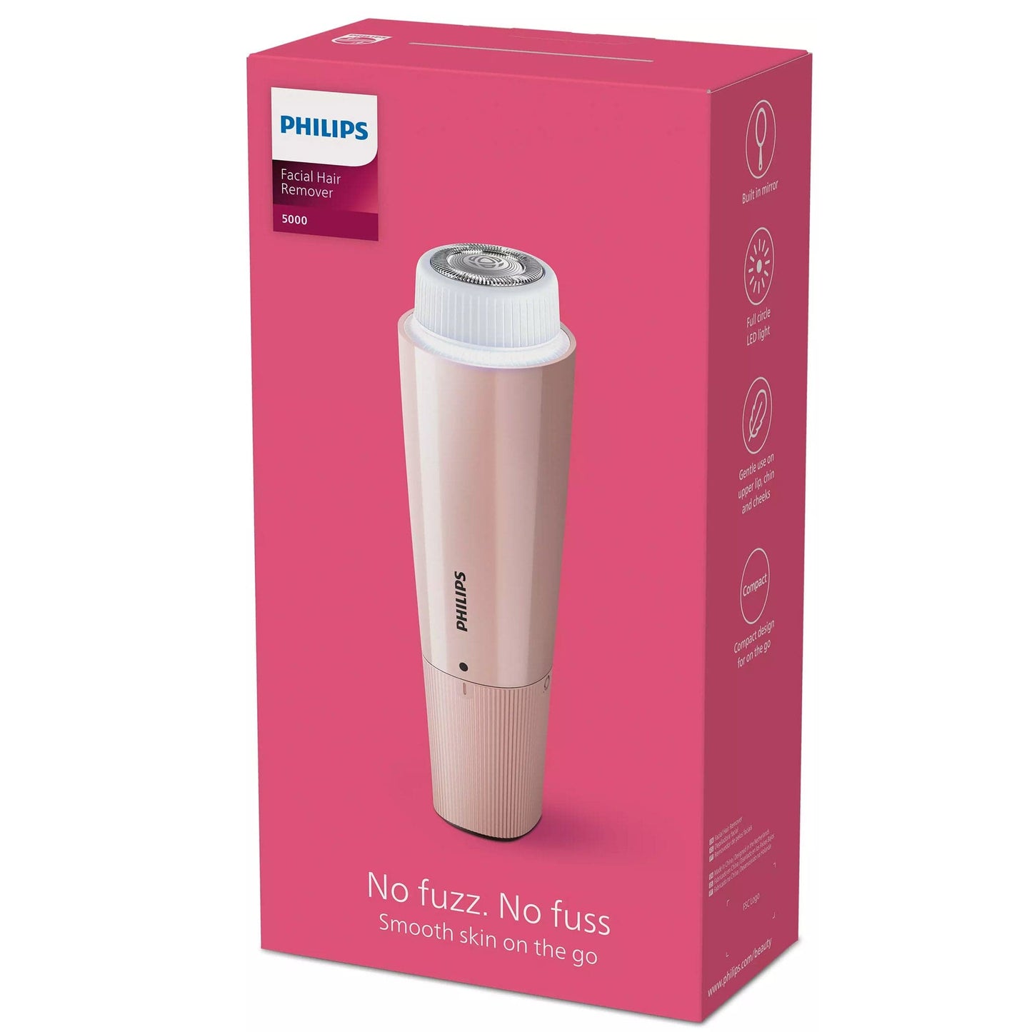 Philips Gesichtshaarentferner BRR454/00 – Damenrasierer mit LED-Licht & Spiegel, schmerzfrei